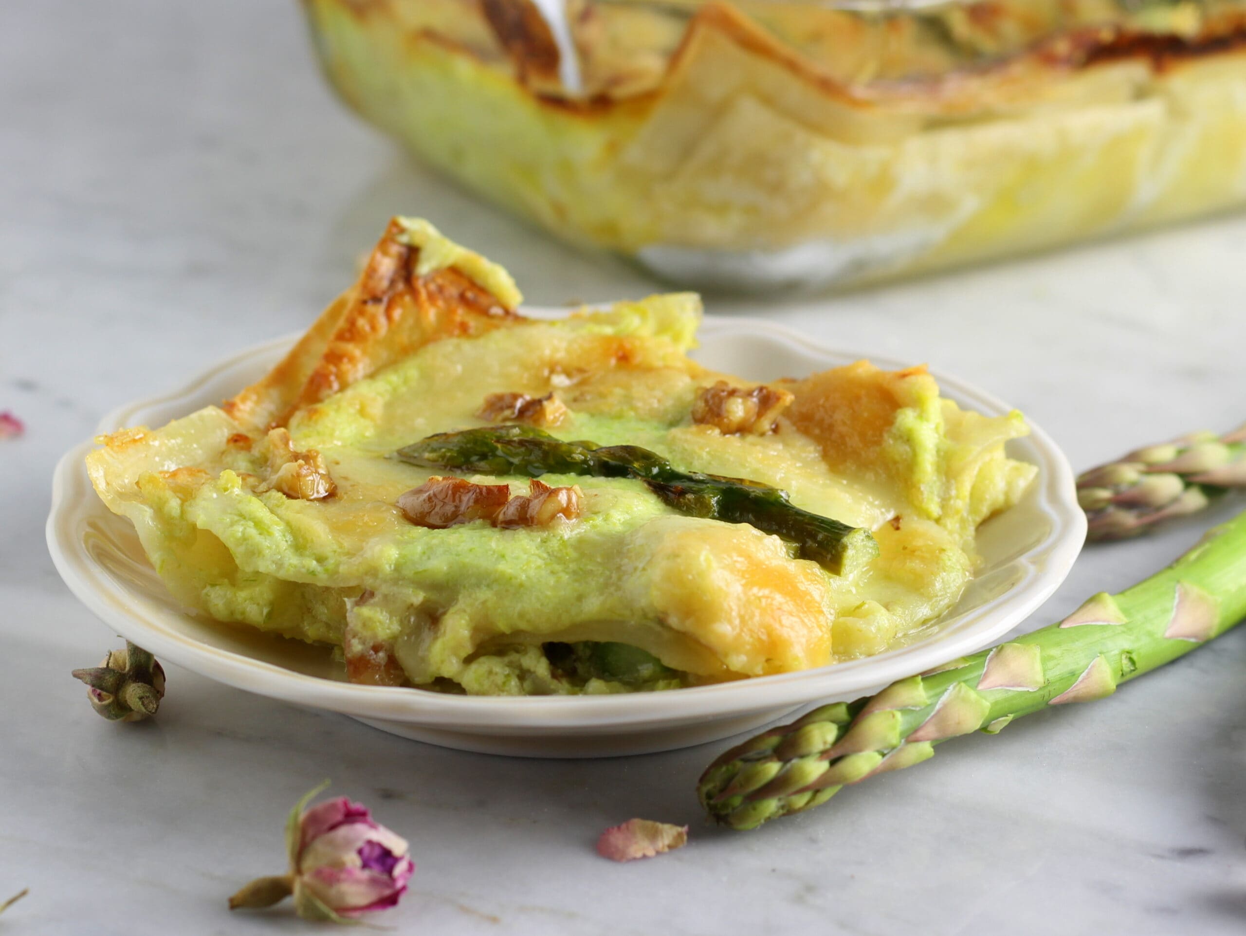 Lasanha com aspargos emmental e parmesão