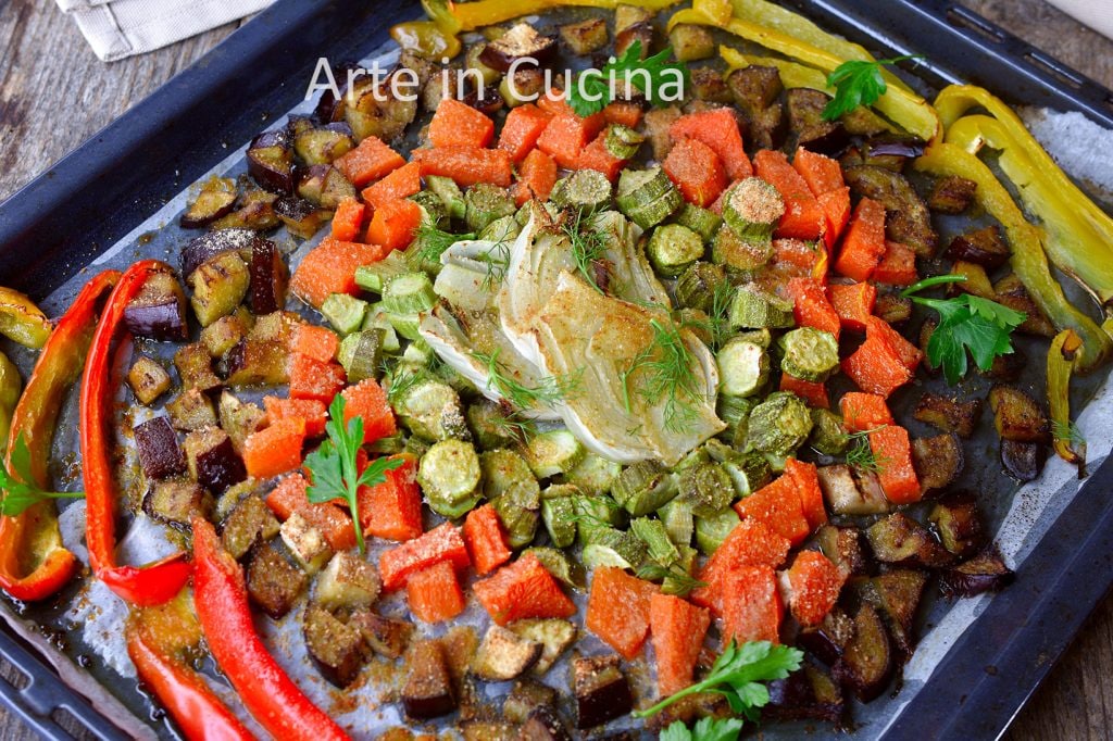 Legumes gratinados na assadeira ao forno