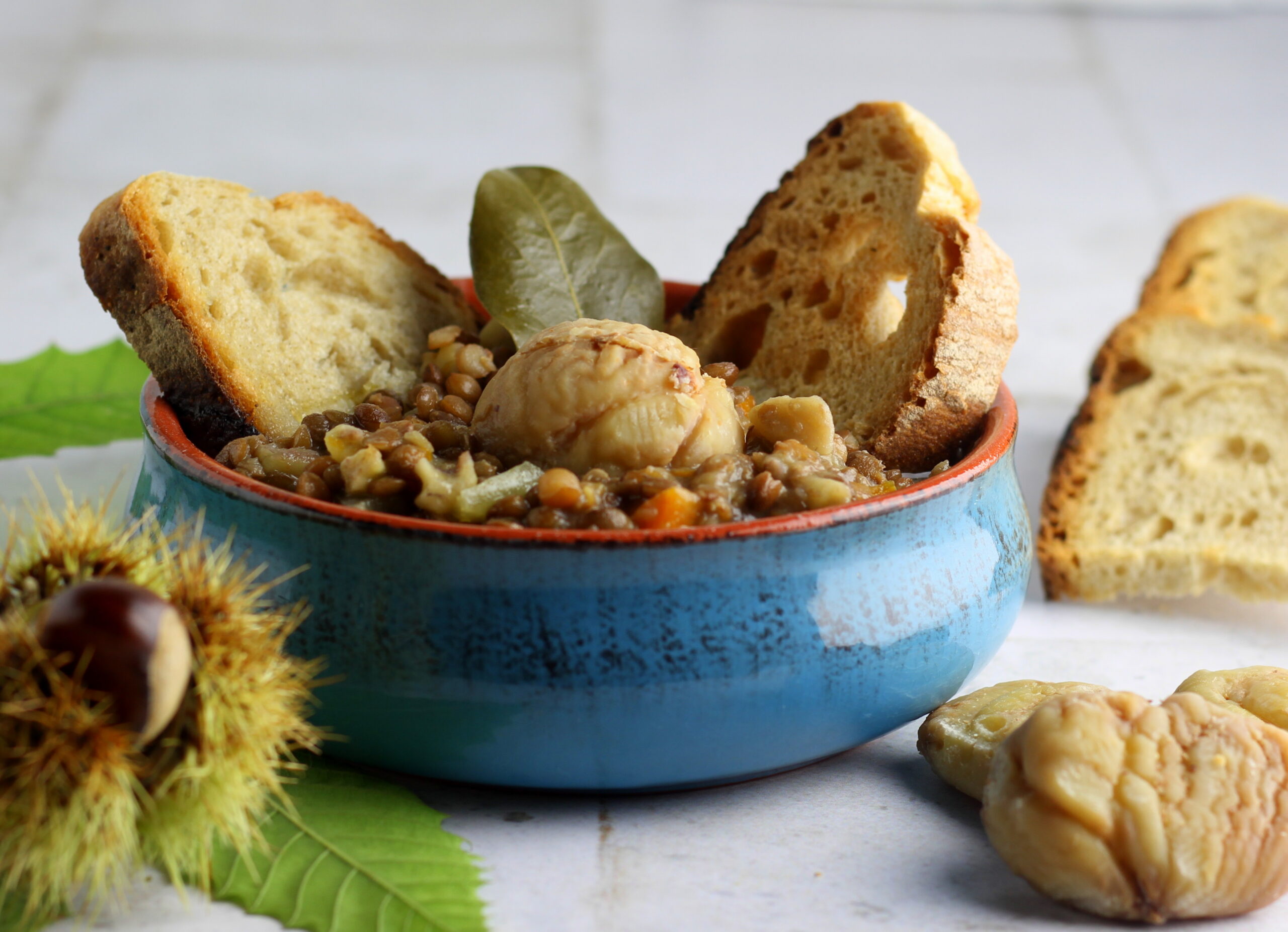 Sopa de lentilhas e castanhas