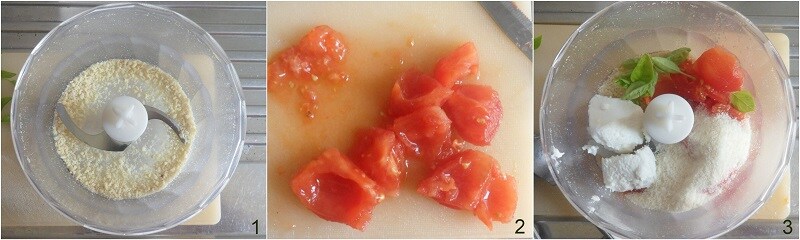 massa com pesto siciliano com ricotta receita fácil de verão o grão de milho 1 triturar as amêndoas