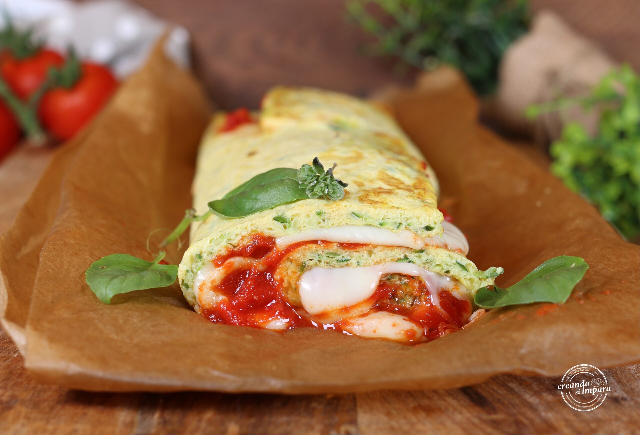 Omelete de abobrinha enrolado