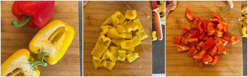 Coxas de frango com pimentões