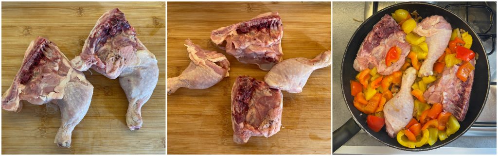 Coxas de frango com pimentões