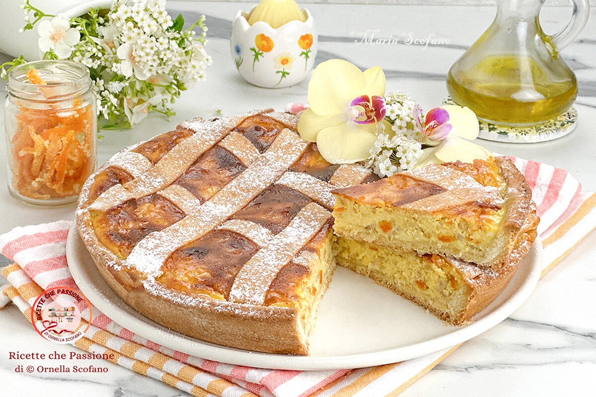 Pastiera com massa quebrada de azeite de oliva perfumada com laranja