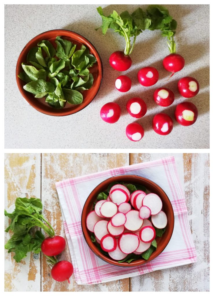 preparação salada de rabanetes vermelhos