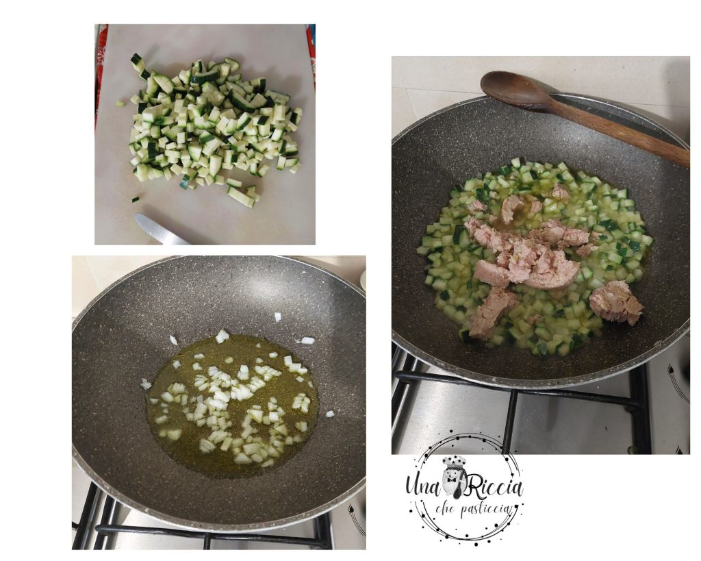 etapas de tempero mix de cereais abobrinha atum e limão