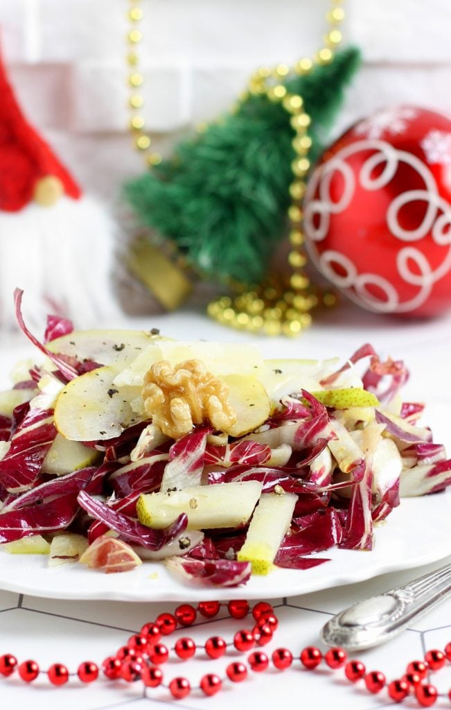 Radicchio peras parmesão e mel