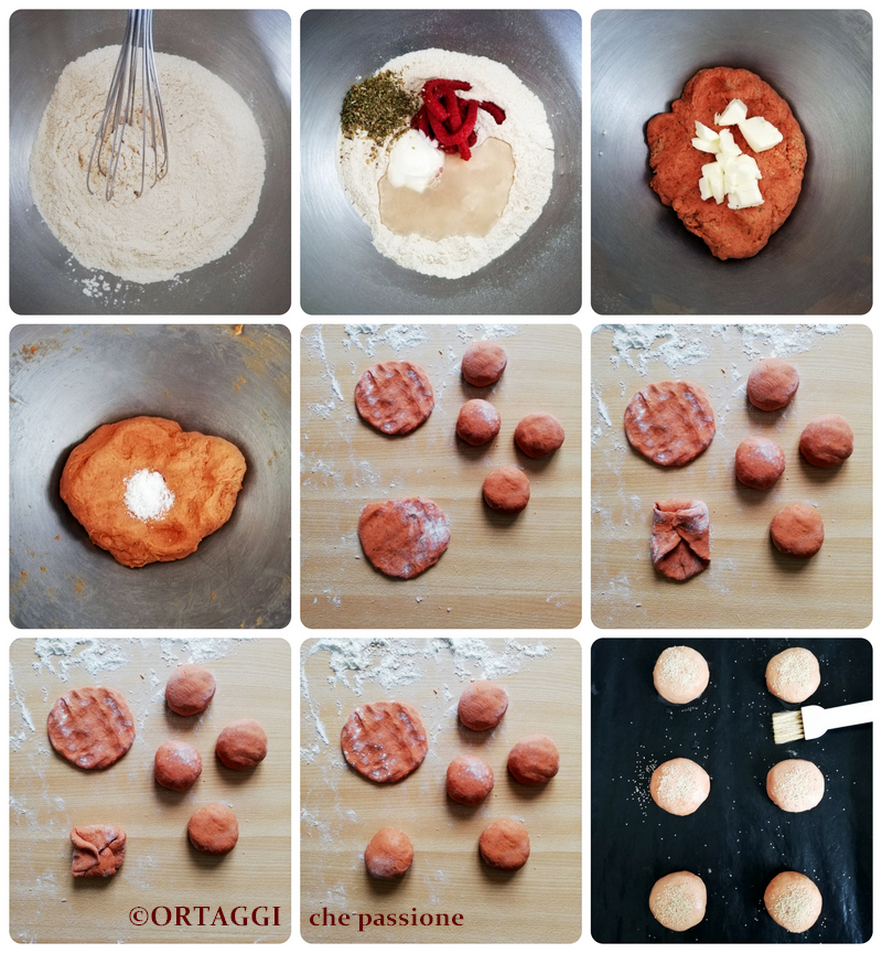 receita foto passo a passo - pães vermelhos pizza