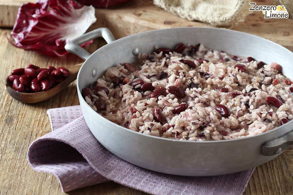 risoto com feijão e radicchio