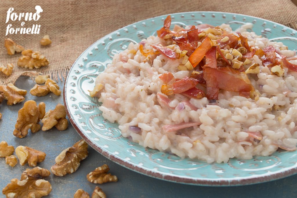 risoto com robiola, speck e nozes