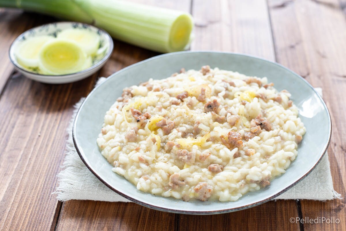 Risoto de alho-poró e linguiça