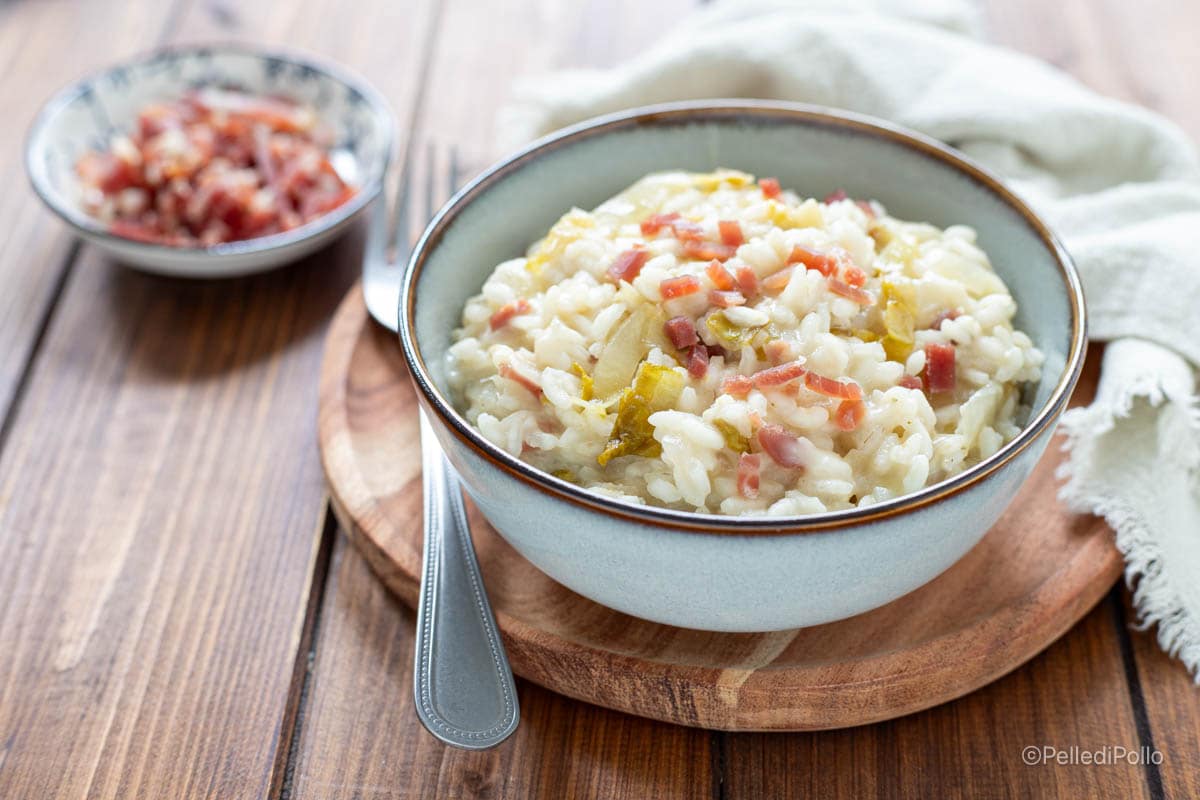 Risoto com endívia belga e speck