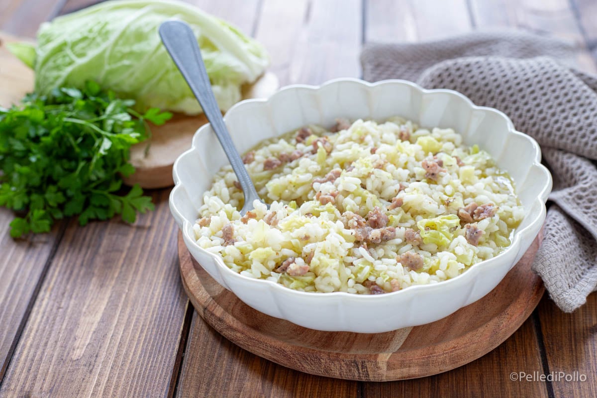 Risoto com couve e linguiça