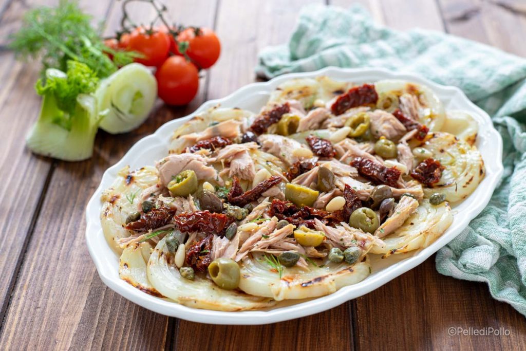 salada de atum e erva-doce grelhada