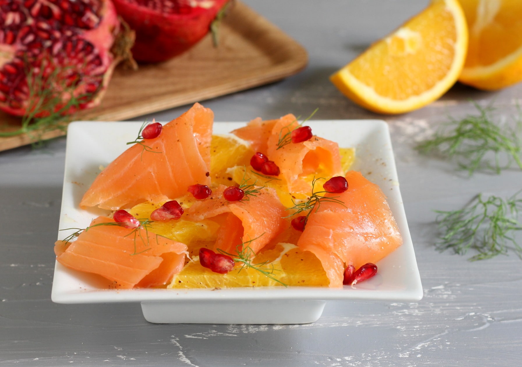 Salada de salmão defumado e laranjas