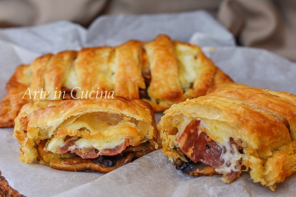 Sfogliatine com cogumelos e salame receita rápida