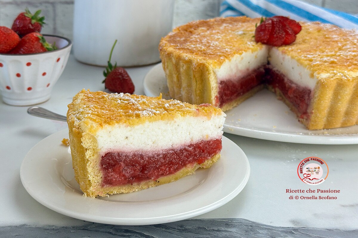 Torta de morango com creme soufflé de iogurte