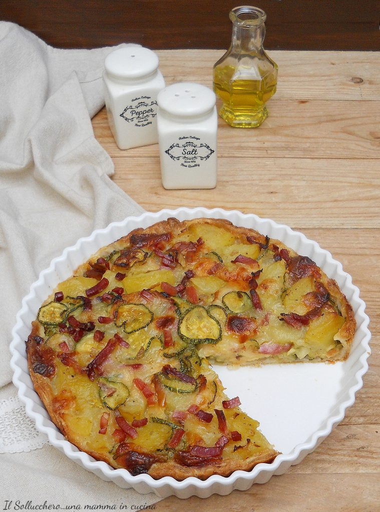 Torta salgada com abobrinha, batata e speck vert
