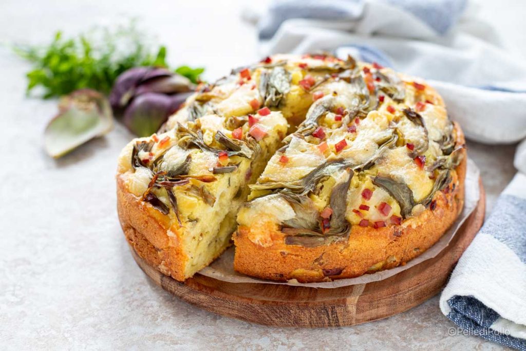 torta rústica macia de alcachofras
