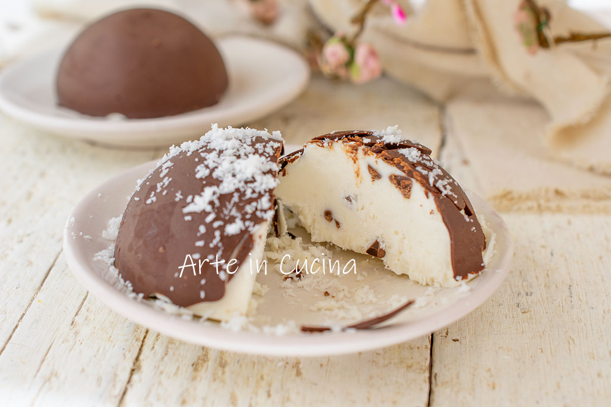 Tortinhas semifrias de coco e chocolate