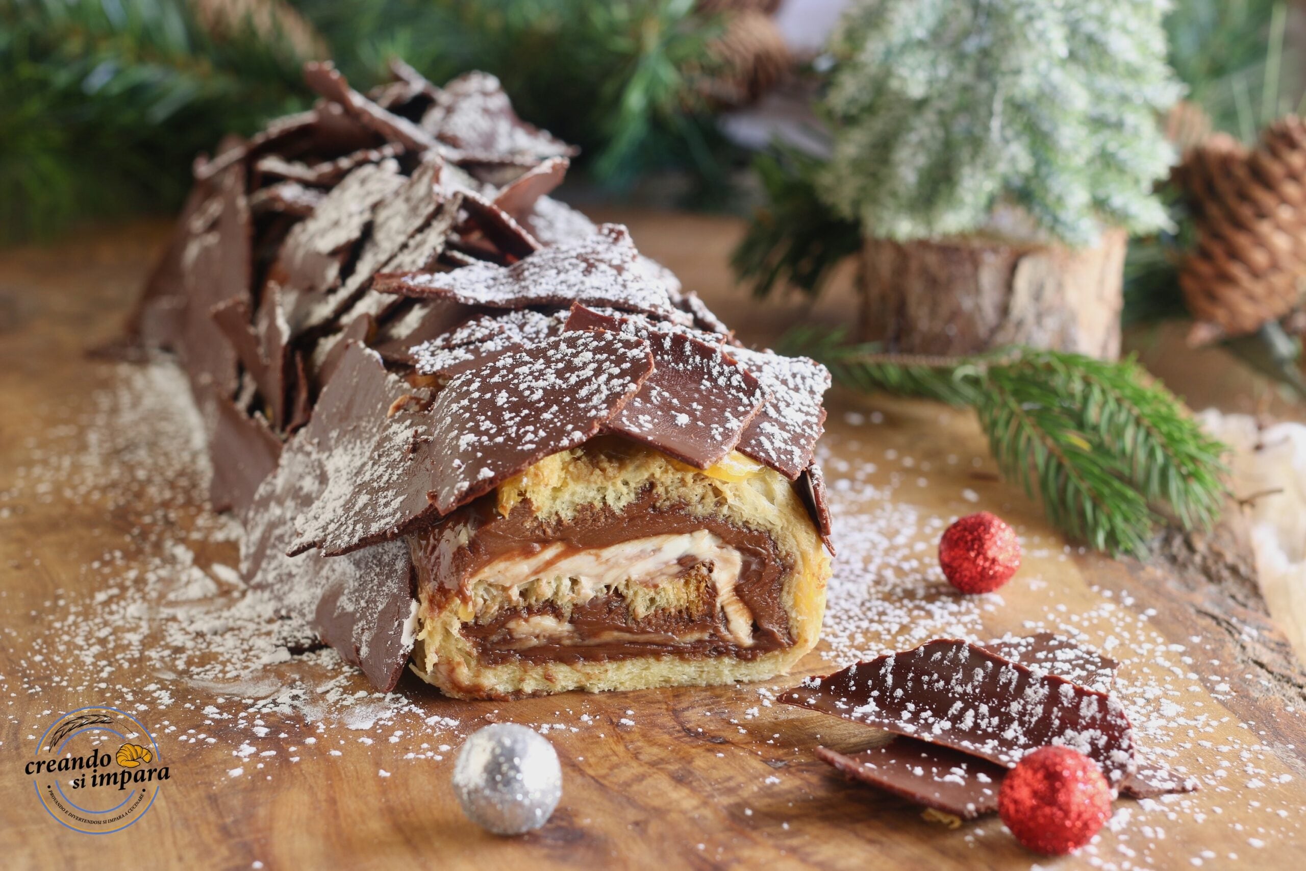 tronco de pandoro com nutella e mascarpone