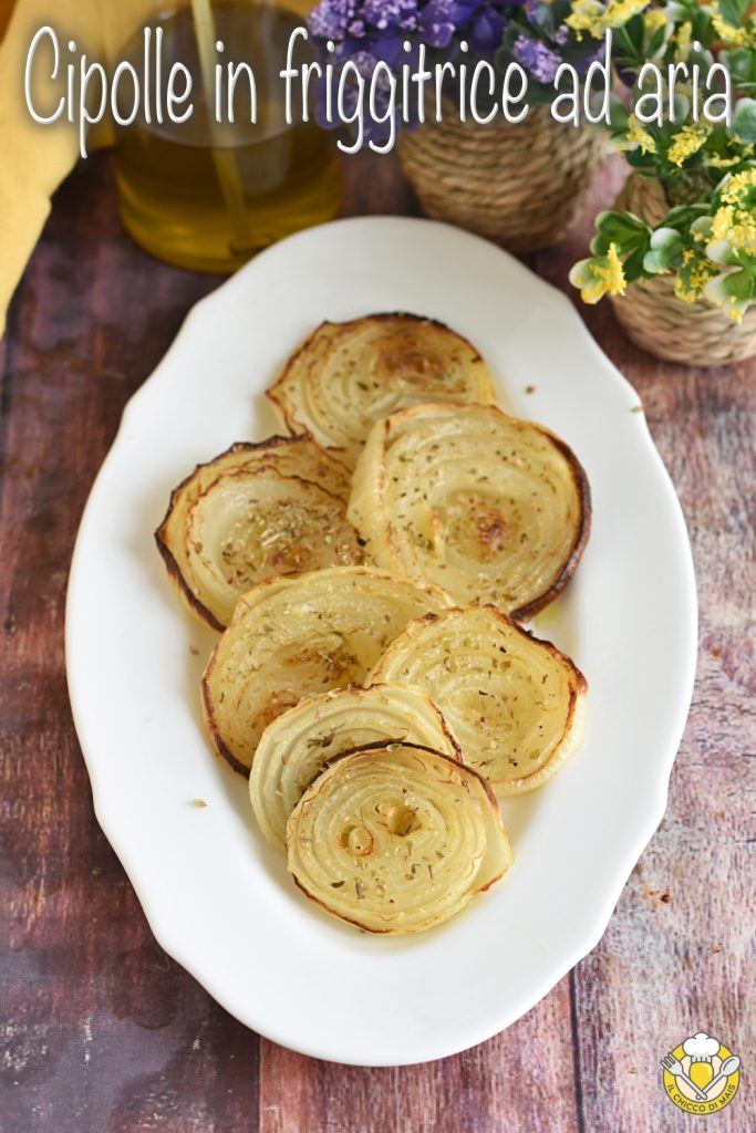 v_ Cebolas assadas na fritadeira a ar douradas e saborosas em poucos minutos o grão de milho