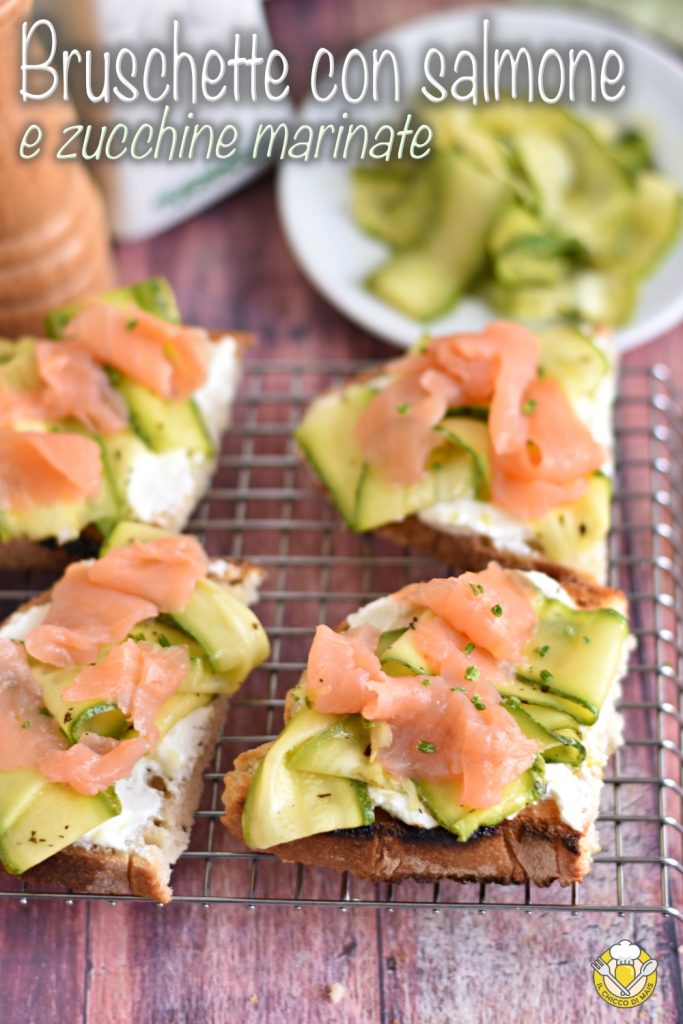 v_ bruschettas com salmão e abobrinhas marinadas e queijo cremoso robiola receita rápida sem cozimento il chicco di mais