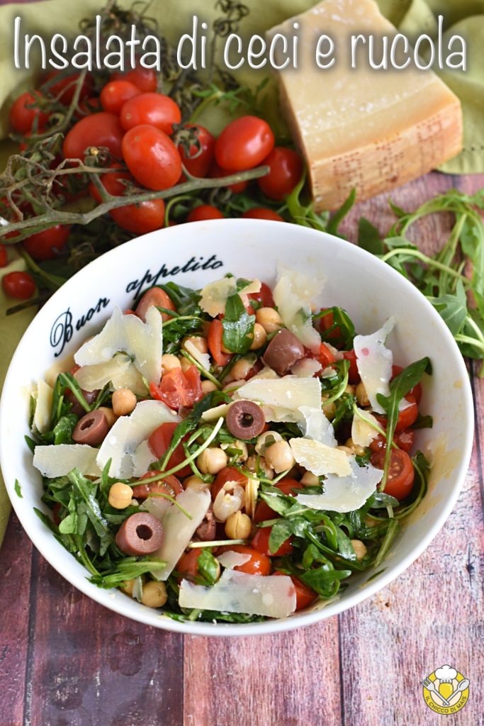 v_ salada de grão-de-bico e rúcula com lascas de grana receita de verão fresca leve saborosa o chicco di mais
