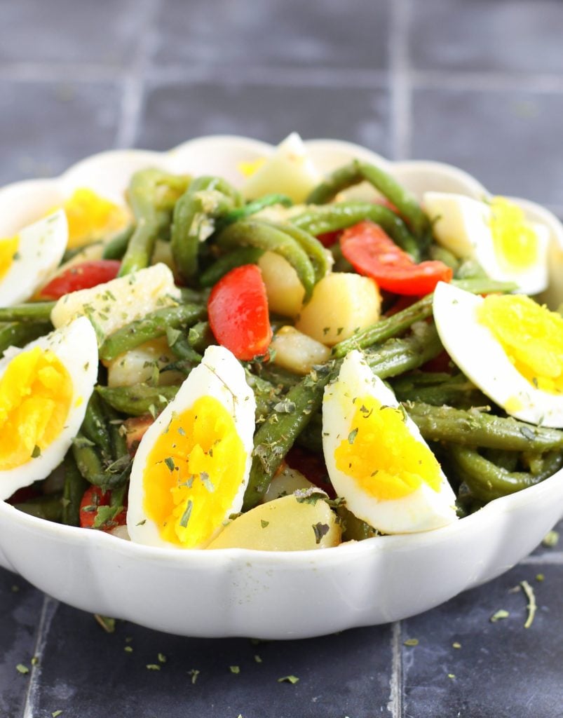 Salada fresca de vagem e batatas