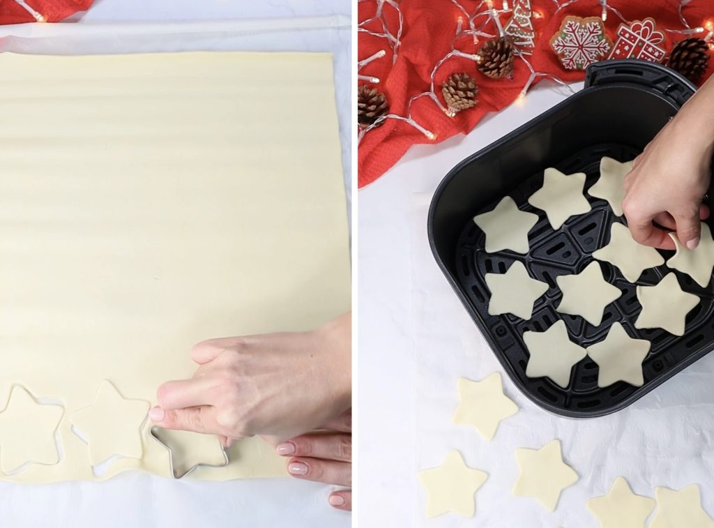 Estrelas de massa folhada com salmão na fritadeira elétrica