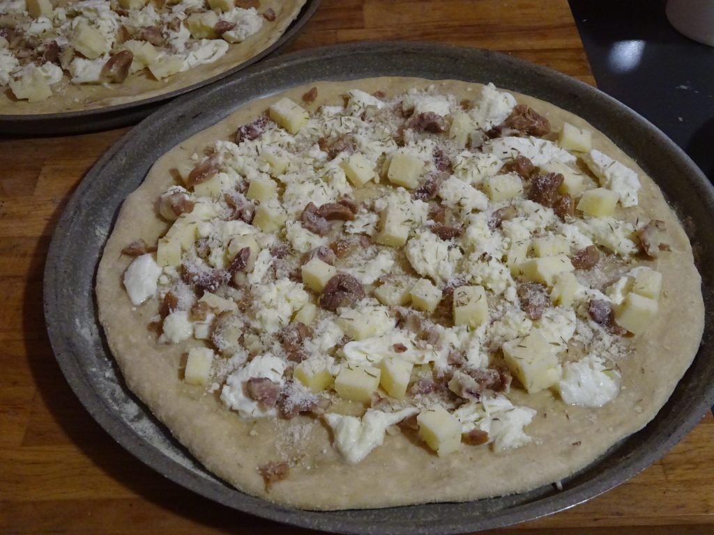 Pizza asiago e castanhas