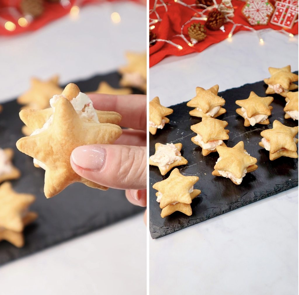 Estrelas de massa folhada com salmão na fritadeira elétrica