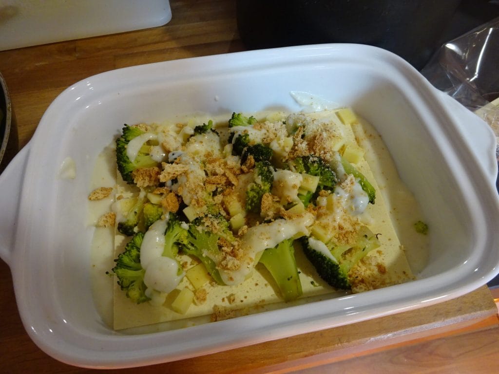 Lasanha de brócolis e amaretti