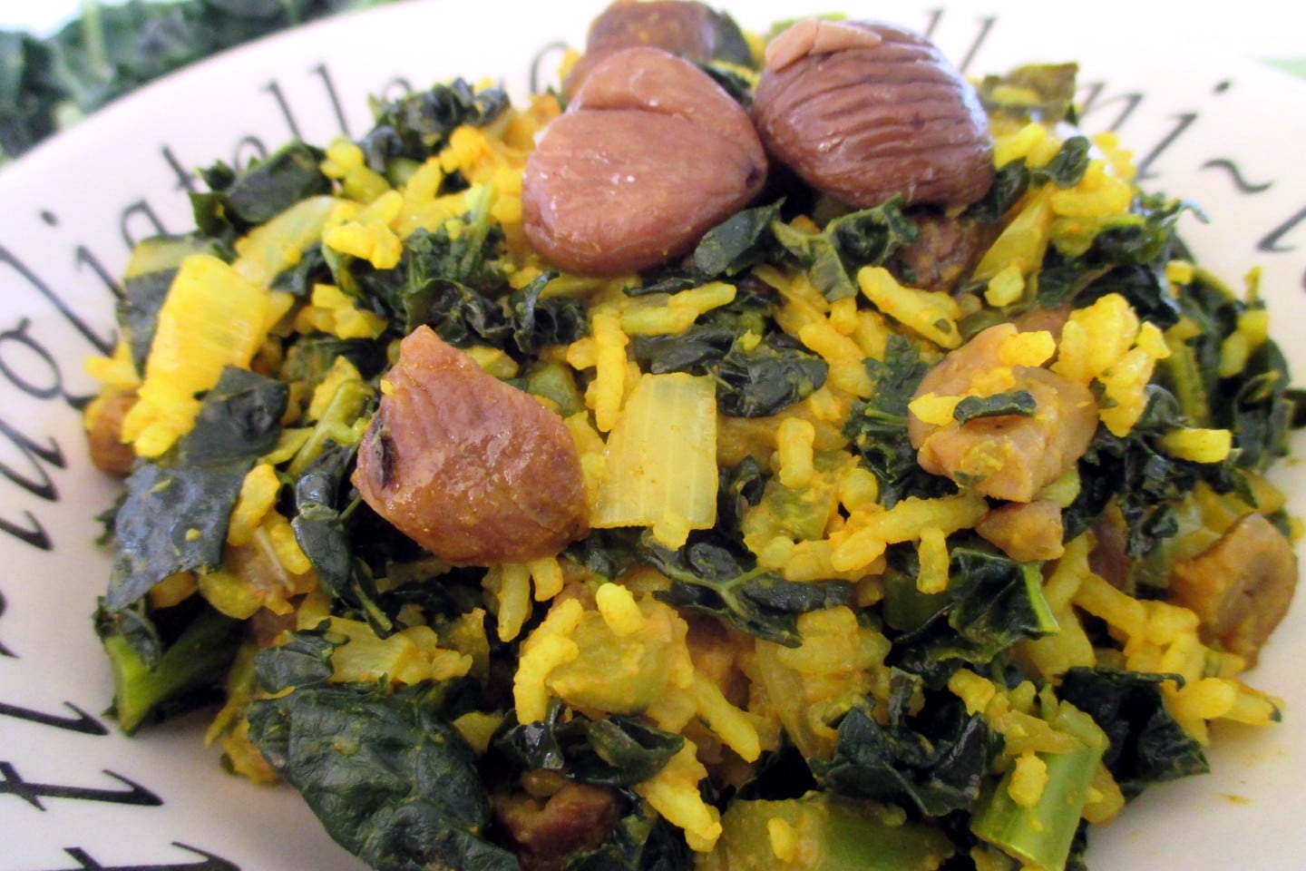 Arroz com couve e castanhas