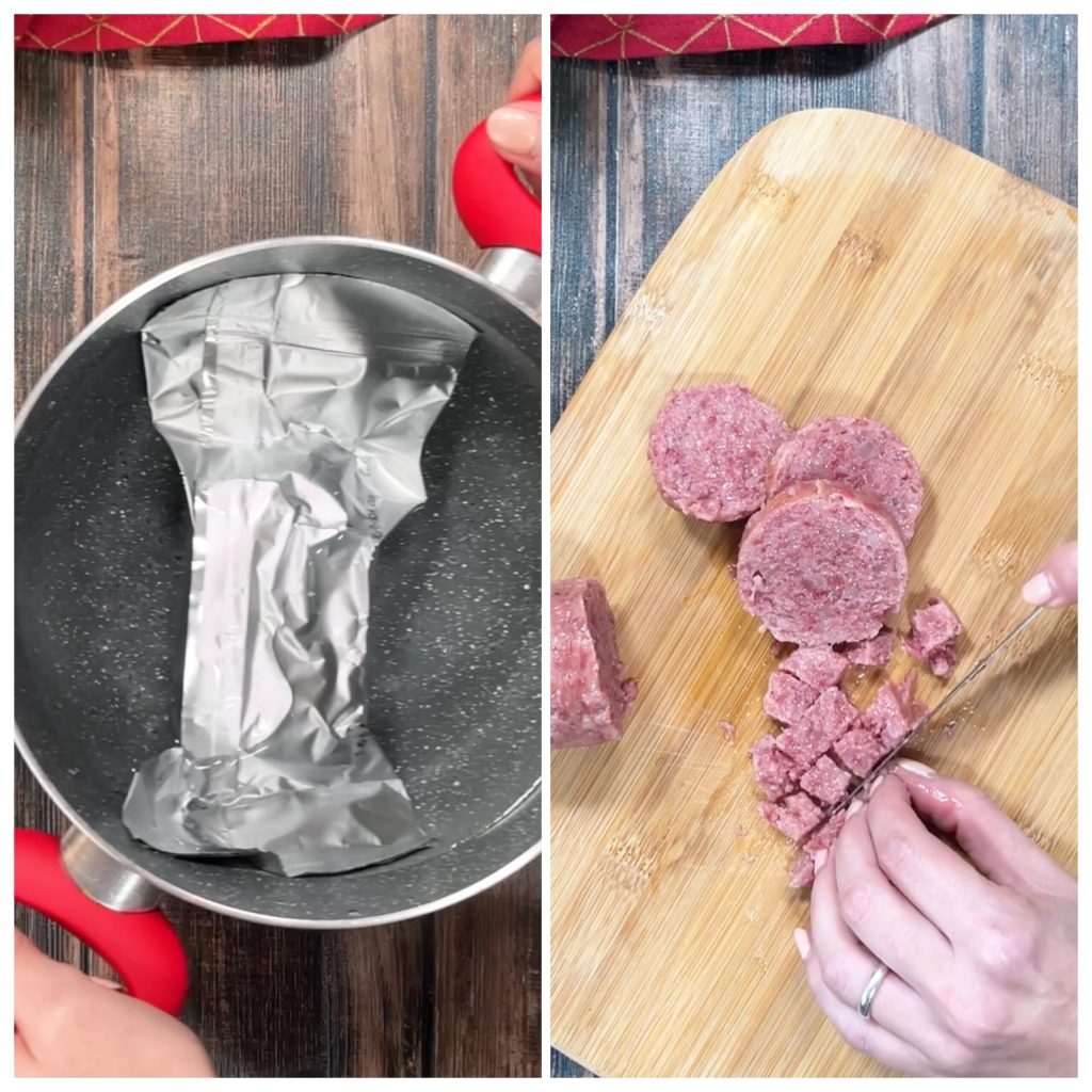 tortinhas de batata e cotechino na fritadeira a ar