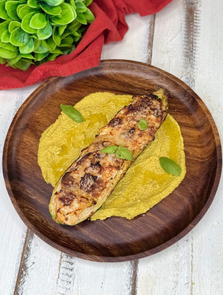 Abobrinha recheada na fritadeira a ar