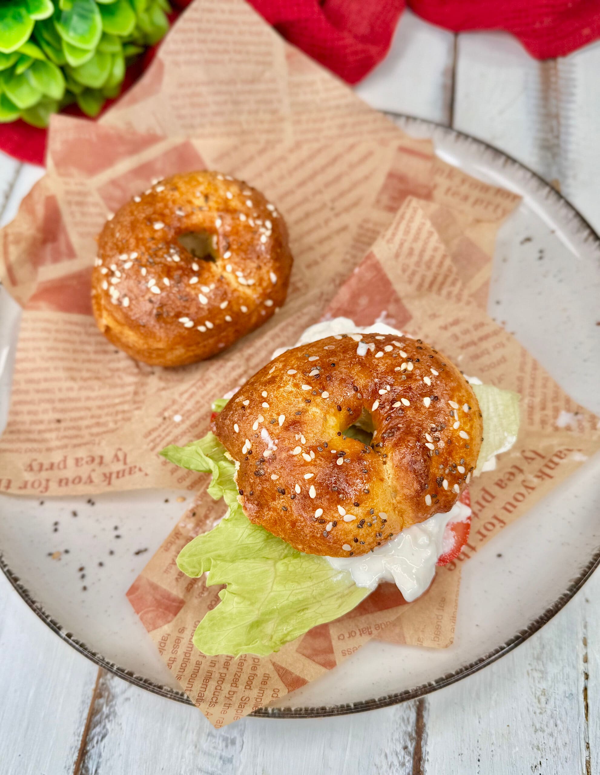 Bagel 2 ingredientes – na fritadeira sem óleo