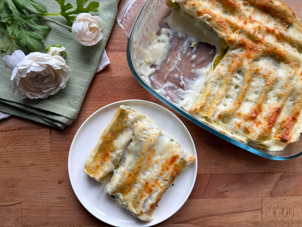 cannelloni secos ricota e espinafre
