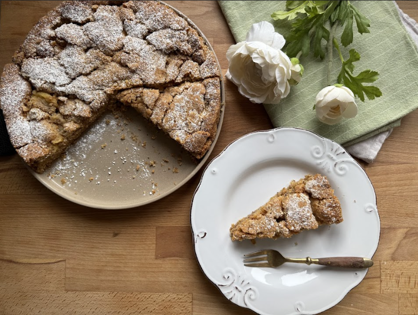 torta de maçã com massa de avelã