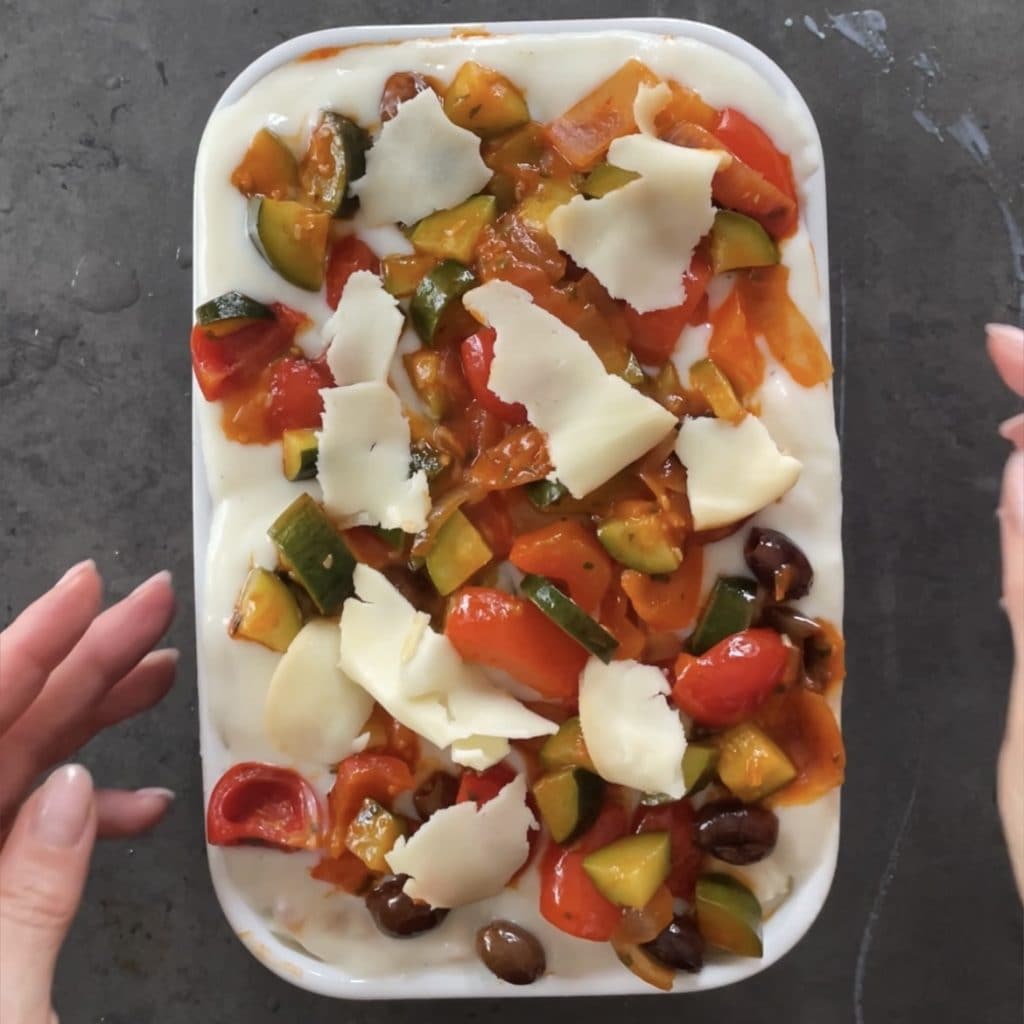 Lasanha com pão carasau e legumes