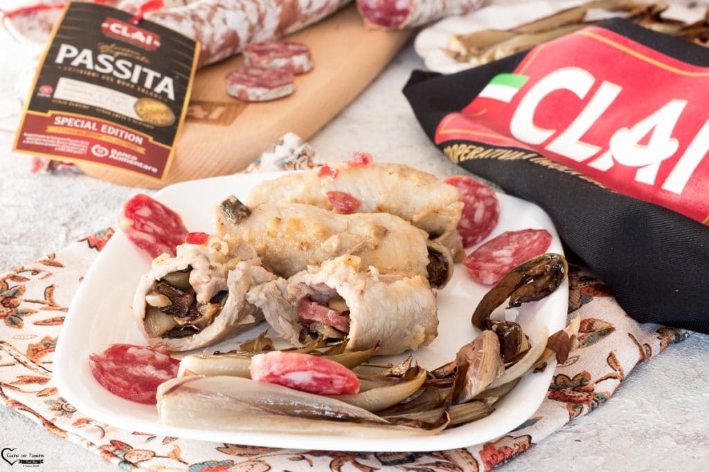 Rolinho de carne com radicchio e linguiça Passita CLAI