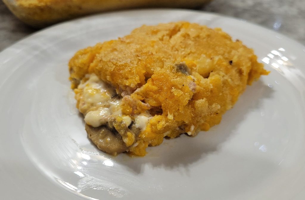 Tortinha de Abóbora, Cogumelos e Linguiça na Fritadeira a Ar