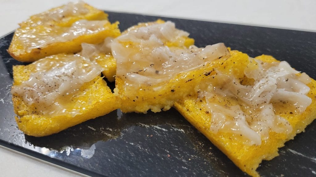 Crostini de Polenta e Lardo na Airfryer