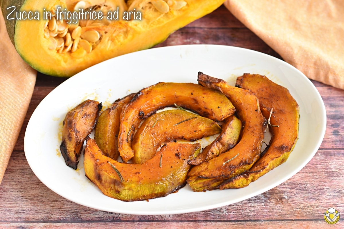 Abóbora assada na fritadeira a ar