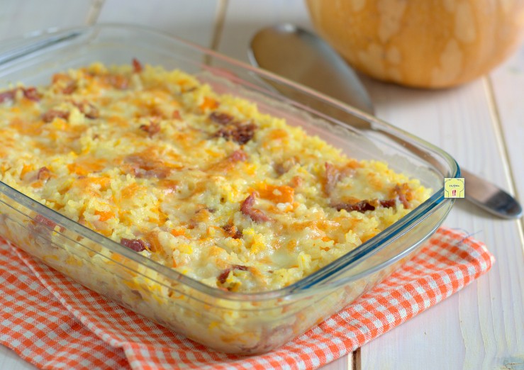 Arroz de forno com abóbora e speck