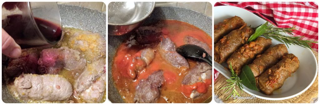 enroladinhos de carne ao molho de linguiça