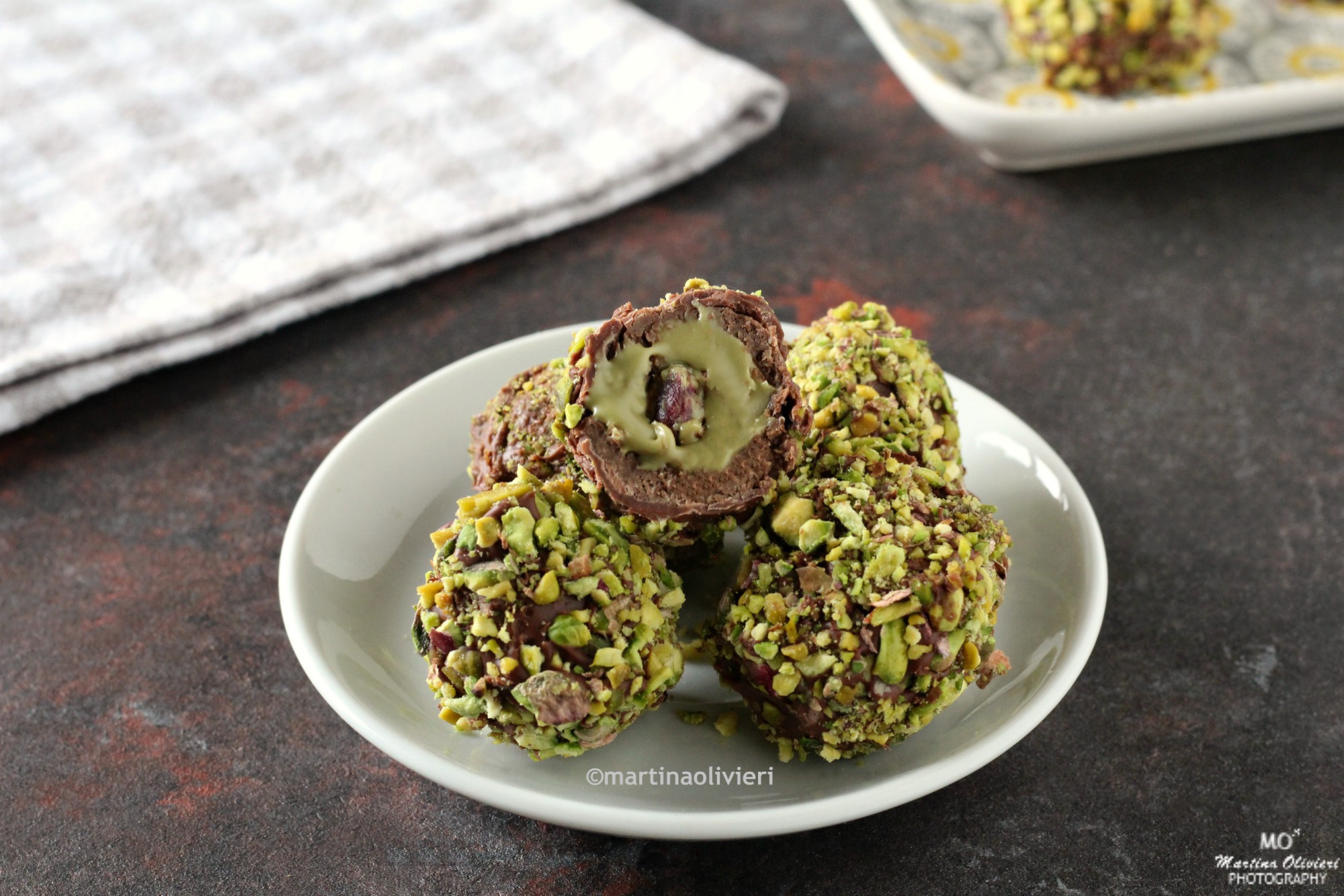 Bombons com coração de pistache