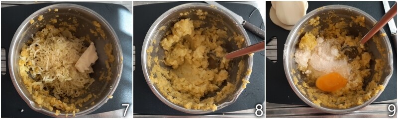 c. adicionar ovos e parmesão