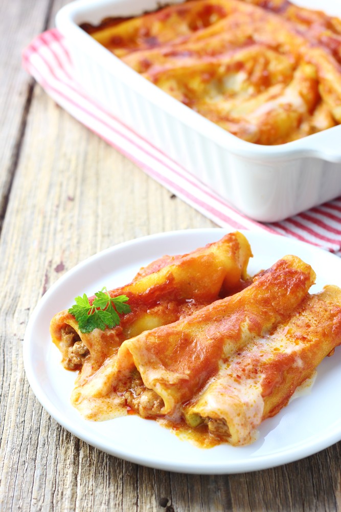 Cannelloni secos recheados com carne