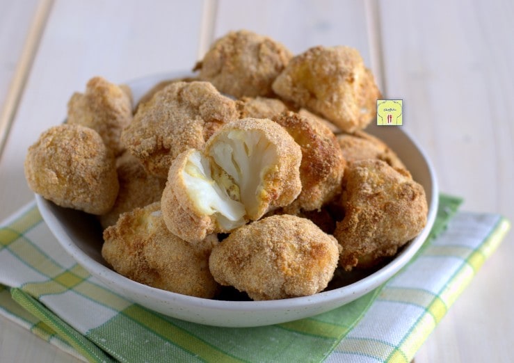 Couve-flor empanada na fritadeira a ar